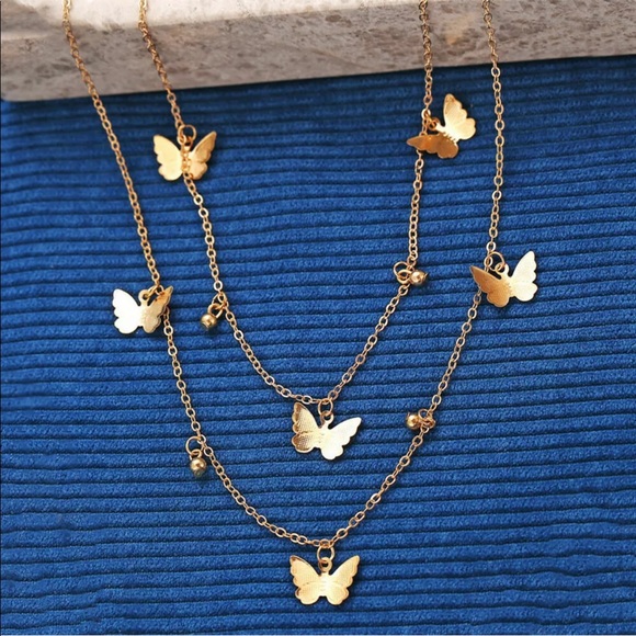 New 18K Gold Plated Butterfly  Chain Necklace - Picture 3 of 6